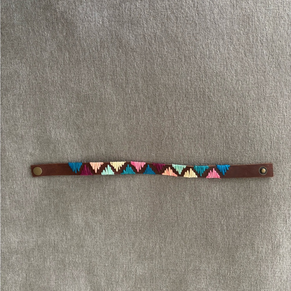 Noonday Collection Embroidered Leather Wrap Bracelet (Boho Festival Vibes)